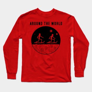 'round the world stick figure Long Sleeve T-Shirt